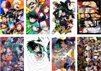 Pack 8 poster de Anime Boku no Hero Academia - My Hero - 29x42cm - A3 - Código P015