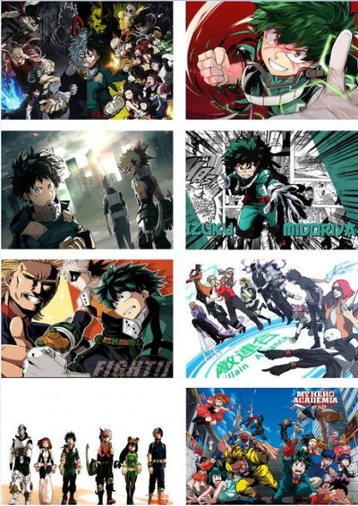 Pack 8 poster de Anime Boku no Hero Academia - My Hero - 29x42cm - A3 - Código P017