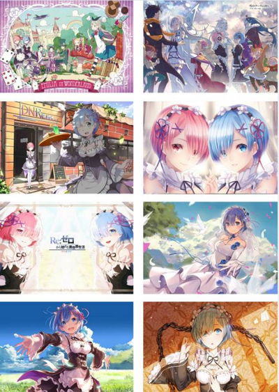 Pack 8 poster de Anime Re Zero - 29x42cm - A3 - Código P027