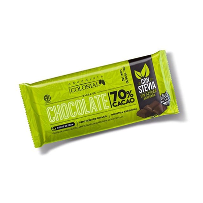 Chocolate 70 % con stevia 100gr COLONIAL