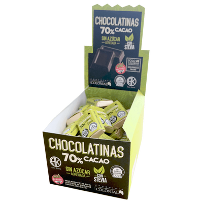 Chocolatina COLONIAL 70% stevia 5 gr