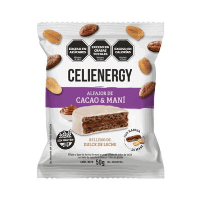 Alfajor CELIENERGY Mani y Cacao SIN TACC