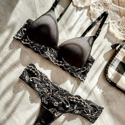 Conjunto Carola Microfibra Negra Bicolor