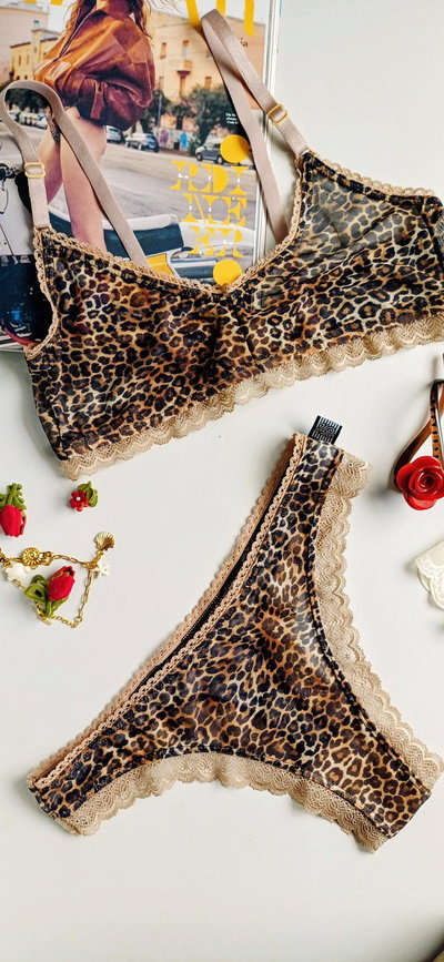 conjunto ROSSE tul leopardo