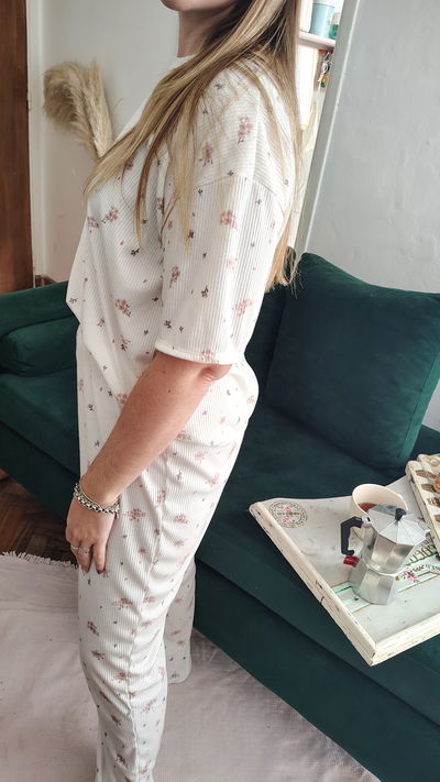 Remera Pijama Flores