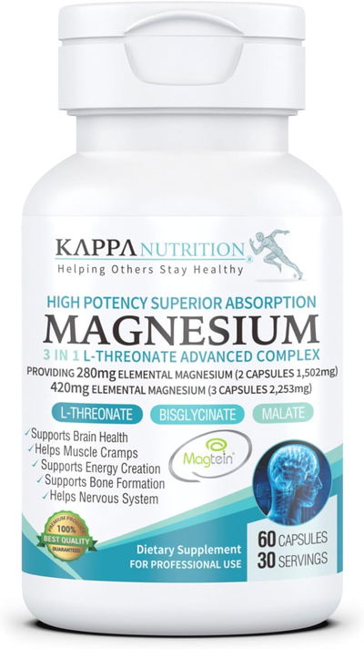 Magnesio 3 en 1 - Kappa Nutrition - Cápsulas - Made Usa