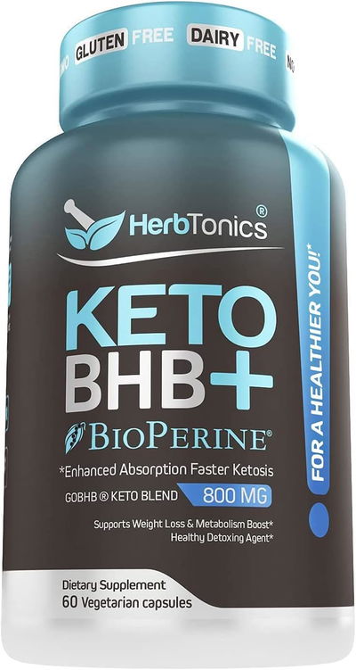 Keto BHB+  Bioperina -  HERBTONICS - Cápsulas - Made USA