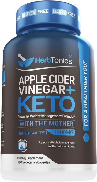 Vinagre de Manzana - Keto - HERBTONICS - Cápsulas - Made USA