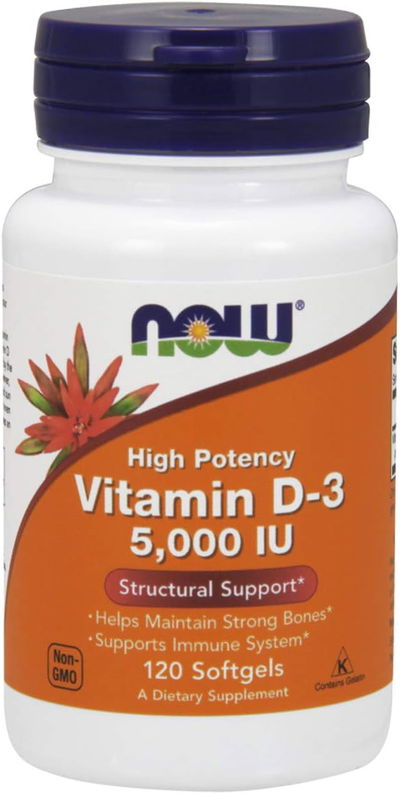 Vitamina D - 5000IU - NOW FOODS - Cápsulas - Made USA