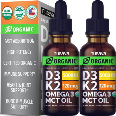 Vitamina D + K + Omega3 - NUSAVA - Aceite - Made USA