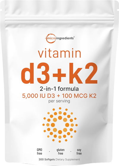 Vitamina D+K - MICRO INGREDIENTS - Cápsulas - Made USA