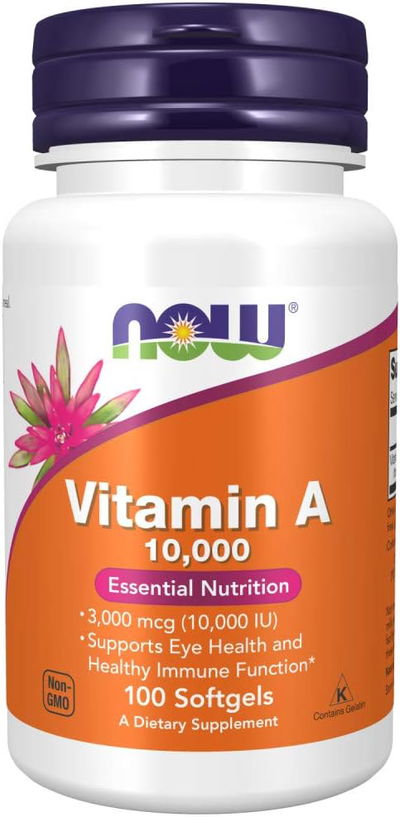 Vitamina A - NOW FOODS - 10000UI - Cápsulas - Made USA