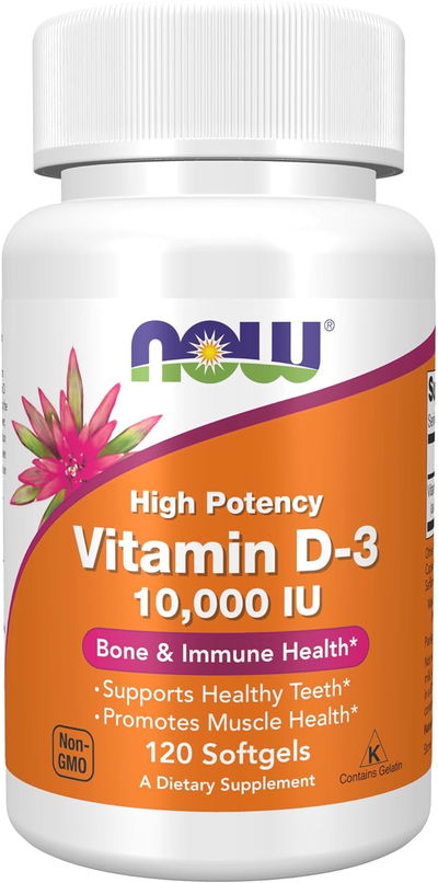 Vitamina D - 10000IU - NOW FOODS - Cápsulas - Made USA