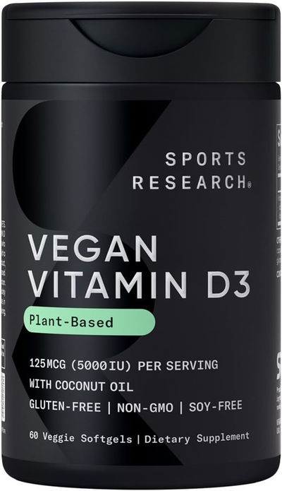 Vitamina D3 - Vegana - SPORT RESEARCH - Cápsulas - Made USA