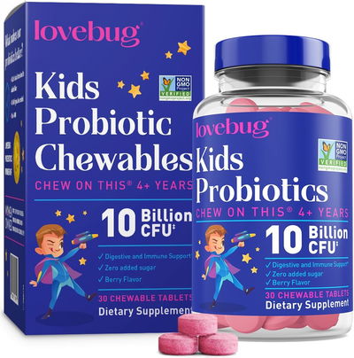 Probioticos Kids - 10 CFU - LOVEBUG - Masticables - Made USA