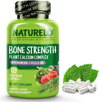 Calcio vegano - Bone Strength - NATURELO - Cápsulas -  Made USA