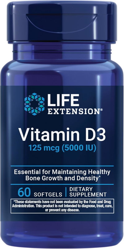 Vitamina D3 - 125 mcg - LIFE EXTENSION - Capsulas- Made USA 