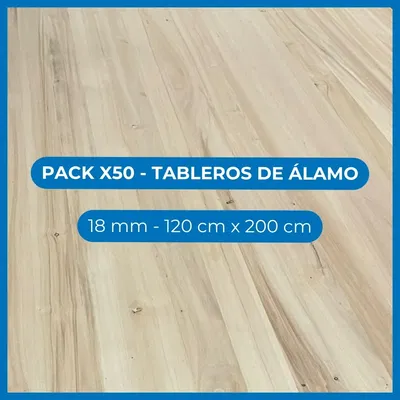 Pack x50 Tableros de álamo - 18 mm - 120 cm x 200 cm	