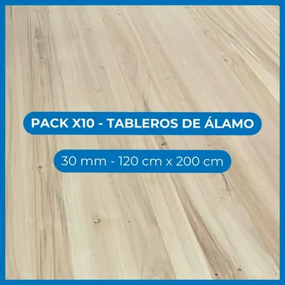 Pack x10 Tableros de álamo - 30 mm - 120 cm x 200 cm