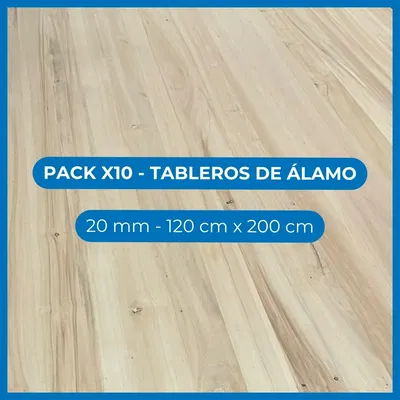 Pack x10 Tableros de álamo - 20 mm - 120 cm x 200 cm
