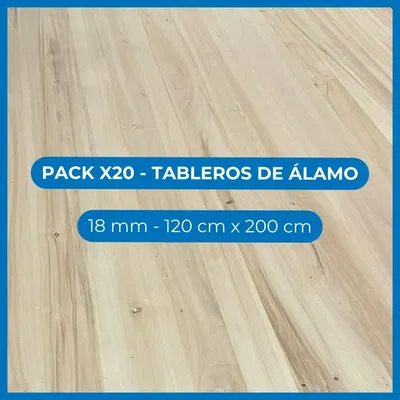 Pack x20 Tableros de álamo - 18 mm - 120 cm x 200 cm
