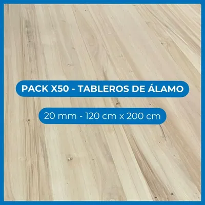 Pack x50 Tableros de álamo - 20 mm - 120 cm x 200 cm	