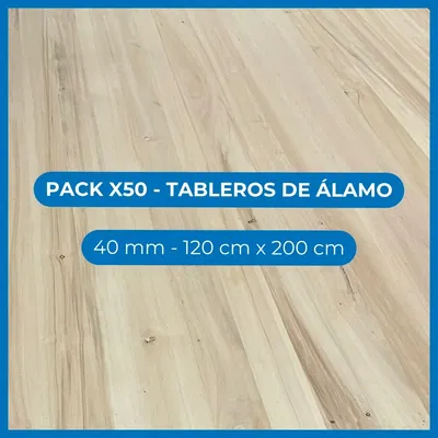Pack x50 Tableros de álamo - 40 mm - 120 cm x 200 cm	