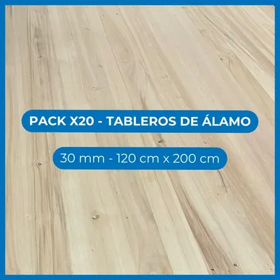 Pack x20 Tableros de álamo - 30 mm - 120 cm x 200 cm