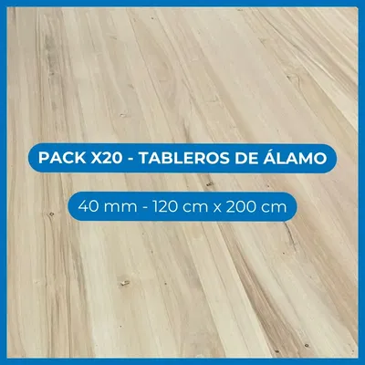 Pack x20 Tableros de álamo - 40 mm - 120 cm x 200 cm