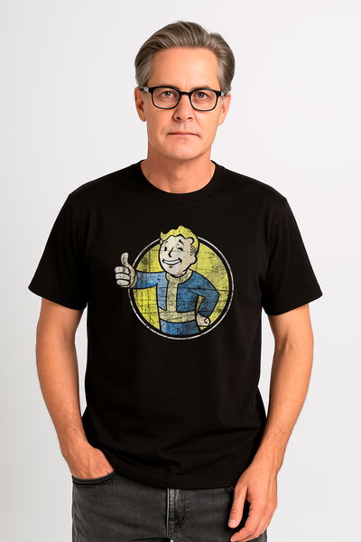 Remera Fallout Vault Boy Efecto Desgastado 