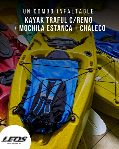 Kayak entero Traful c/remo + Mochila estanca + Chaleco