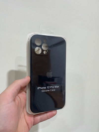 Silicone Case Con Cubre Cámara iPhone 12 Pro Max Negro