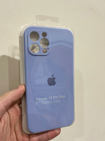 Silicone Case Con Cubre Cámara iPhone 12 Pro Max Celeste