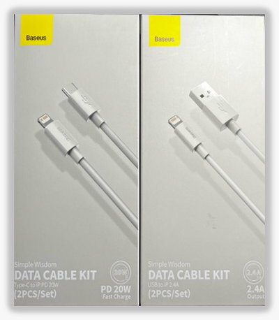 Cable Baseus USB A Light Ning 2.4A con 2 Unidades Por Caja