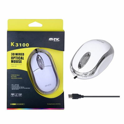 Mouse Optico 3D Con Cable Blanco