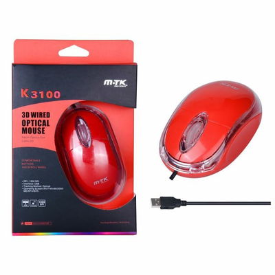 Mouse Optico 3D Con Cable Rojo