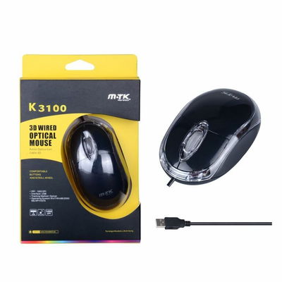 Mouse Optico 3D Con Cable Negro