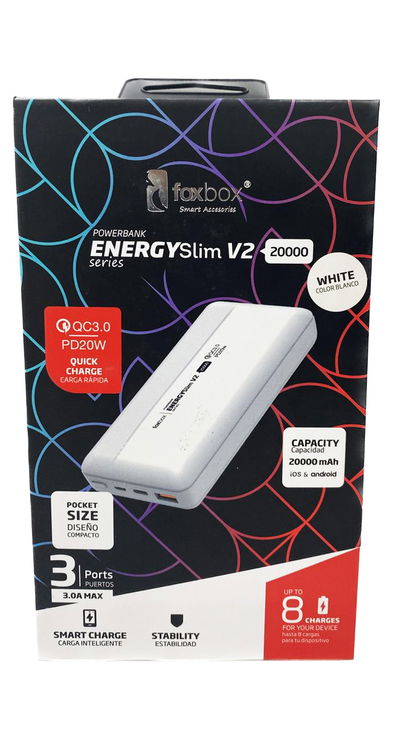 Power Bank Foxbox Energy Slim V2 20000 Blanco