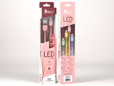 Cable LED FoxBox USB a Micro USB 1m Rosa