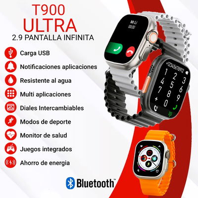 Reloj Inteligentes T900 Ultra Big 2.09" pantalla infinita gigante - BLANCO -