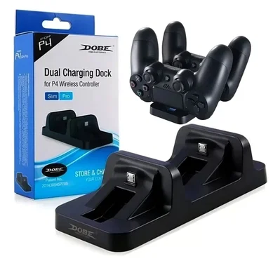 Cargador Base Doble Para Joystick Ps4 + Cable Usb STMA