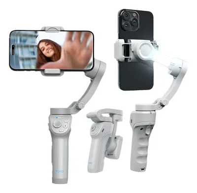 SOPORTE ESTABILIZADOR 3 EJES PARA CELULAR C/ LUZ LED AI  PORTÁTIL PLEGABLE CON TRIPODE