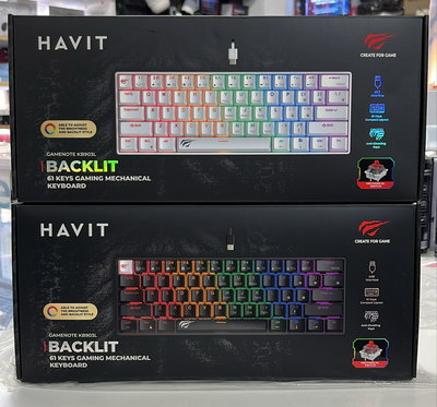 HAVIT Teclado Mecanico Gamer 60% Inalambrico Blanco/Negro  KB903L