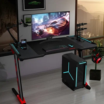 GTC Escritorio gamer  Gta-002 madera, metal, melamina de 120cm x 73cm x 60cm negro