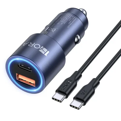 Cargador Turbo 38W para Auto PD20W + Con Cable USB-C 1HORA
