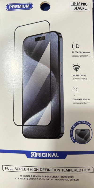 VIDRIO TEMPLADO 9D - IPHONE 16-16 PLUS-16 PRO-16 PRO MAX