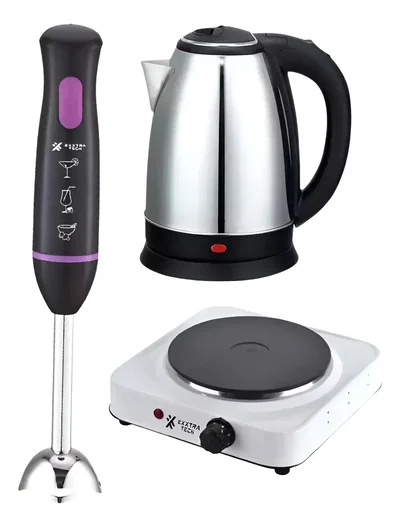 Batidora De Mano Minipimer + Pava Eléctrica + Anafe 1 Hornalla