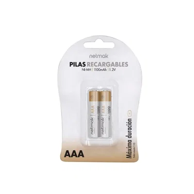 NETMAK PILA Recargable AAA 1100 Mah Pack x 2 Unidades 1.2v 