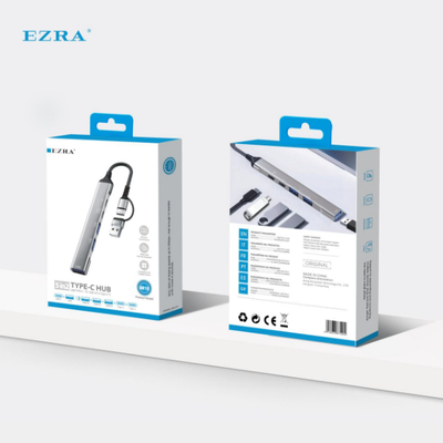 EZRA Adaptador Hub Conectividad 5en2 USB 3.0 y USB-C Datos de Hasta 5 Gbps UH18.
