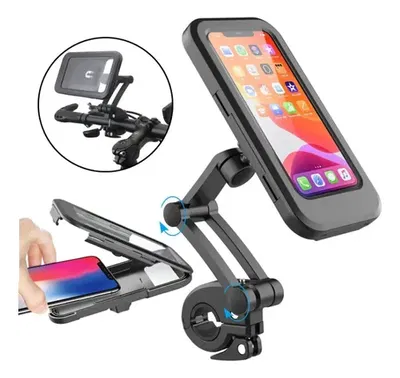  Soporte ACRILICO con funda para celular anti Caída Moto Bicicleta 